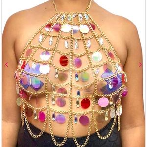 New Mermaid Pink Droplet Halter Body Chain